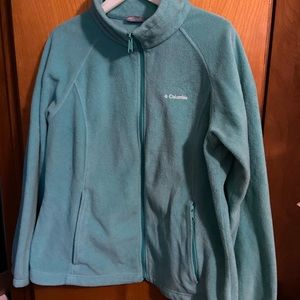 Turquoise Columbia jacket.